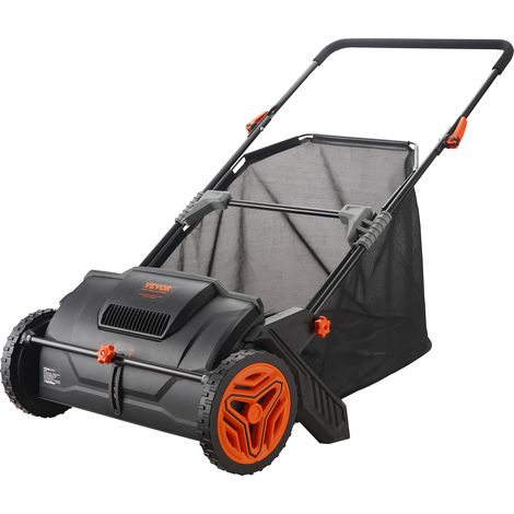 VEVOR Rasaerba Manuale per Prato con Cesto Capienza 99L Arieggiatore per Prato Manuale Sacco di Raccolta Larghezza Taglio 53,5cm, Rasaerba Spazzola Rotante Altezza Regolabile per Prato da Giardino