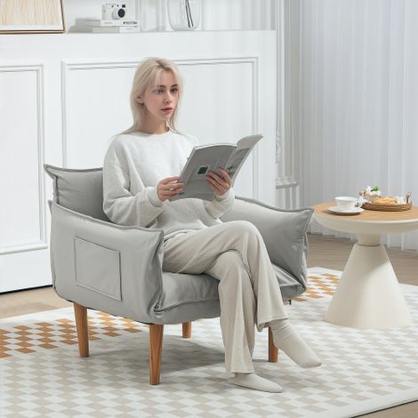 Fauteuil 2 en 1 coussin dossier ajustable siège rembourré salon individuel (1/5)