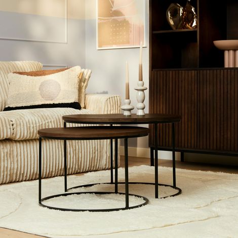 Table gigogne ronde en bois brun (lot de 2) CORTINA
