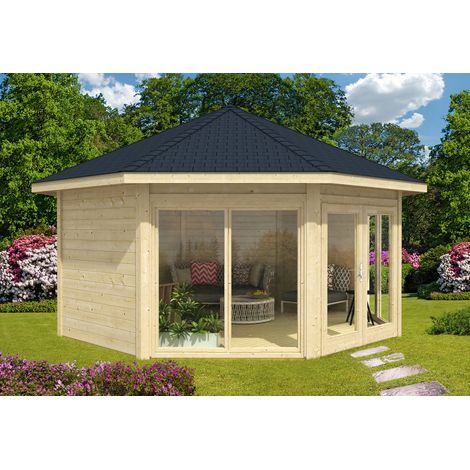 Alpholz Gartenpavillon Modell Rügen mit zwei Fenstern Gartenpavillon aus Holz, Gartenhütte , Gartenlaube mit Montagematerial (1/4)
