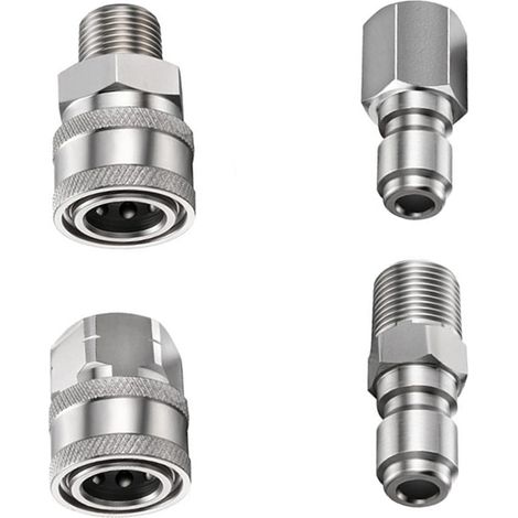 Hochdruckreiniger-Kupplung, NPT 0,95 cm Hochdruckreiniger-Armaturen, Edelstahl-Armaturen, männlich-weiblich, Schnellverbindungs-Kupplung für Schnellverbindung und Schnellspanner, 4 Stück (1/5)