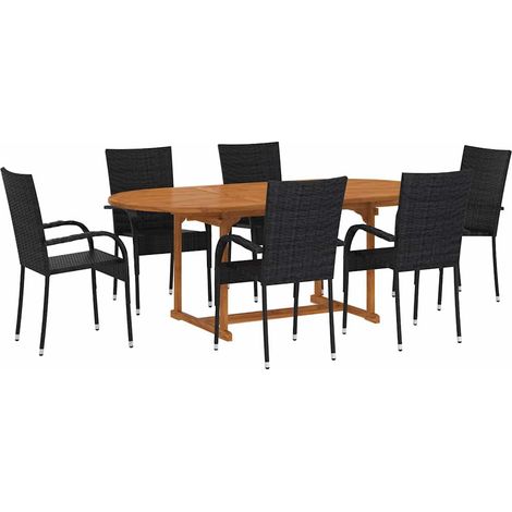 Maison Exclusive - Set Mobili da Pranzo per Giardino 7 pz in Polyrattan Nero (1/5)