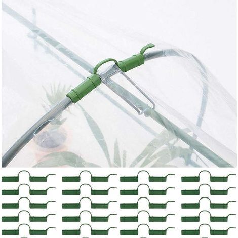 Lot de 20 colliers de serre, clips pour tube de cadre de serre, clips pour film de serre, colliers de serre, clips pour tuyaux de serre, clips pour filet d'ombrage,11mm (1/5)