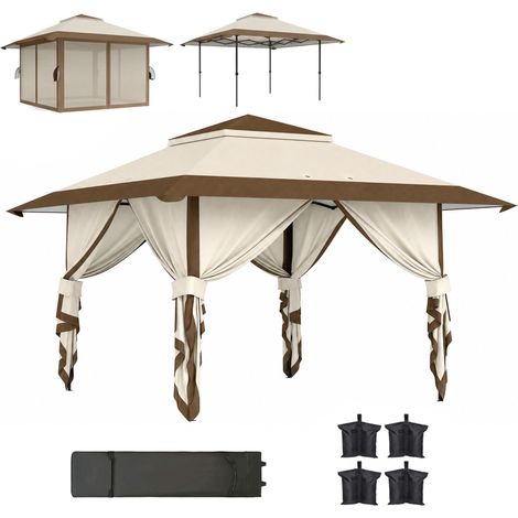 Tonnelle pliante 4x4 m double toit, conception soignée (1/5)