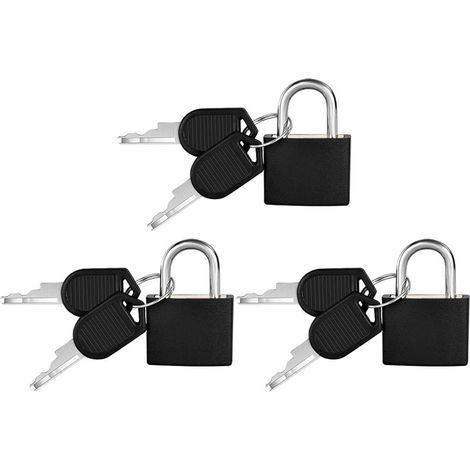 3PCS Petit Cadenas à Bagage, avec 2 Clés, Multicolore Mini Cadenas à Bagage, Serrures de Valise pour Voyage, Valise, Casiers, Sac de voyage - Noir (30x23cm) (1/5)