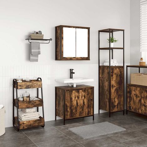 Set de muebles baño 2 pzas madera contrachapada roble ahumado vidaXL (1/5)