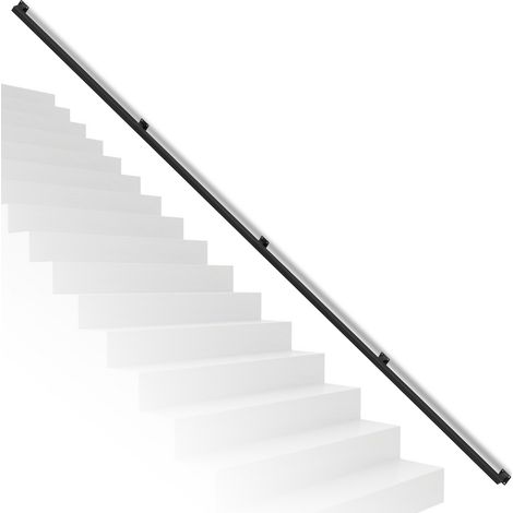 TolleTour Pasamanos de pared cuadrado 360 cm negro, hierro con recubrimiento en polvo, en 4 piezas, para escalera, pasillo, balcón, ático y oficina (1/5)