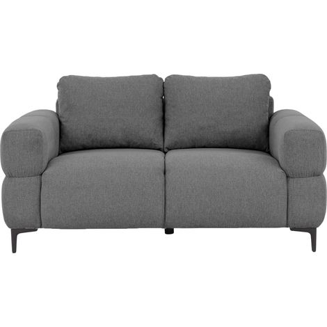 ELTON - Canapé droit tissu lisse 2 places Gris foncé (1/5)