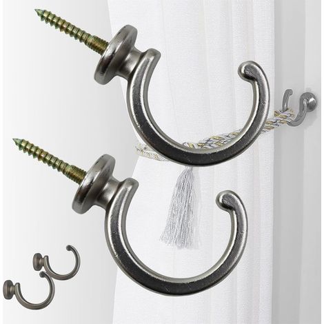 2 Pièces Rideau et Crochet en Métal, Porte-Rideau en Métal avec Vis (1/5)