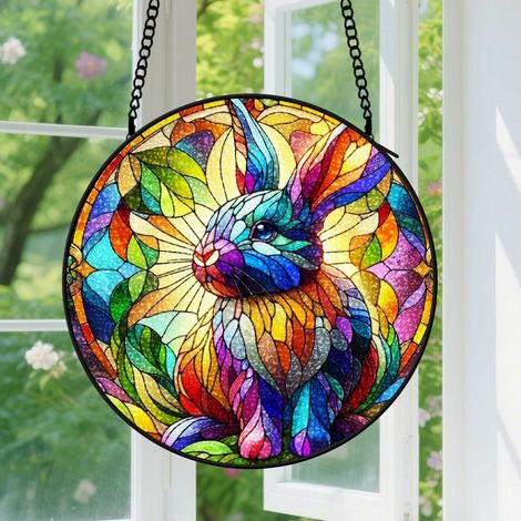 Suspension en vitrail - Attrape-soleil en verre coloré pour maison, décoration unique, cadeau Fête des Pères, Anniversaire pour homme, femme 9cm (1/5)