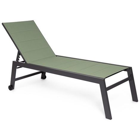 Lettino prendisole Hilde verde con ruote e schienale reclinabile cm 200x70x102h