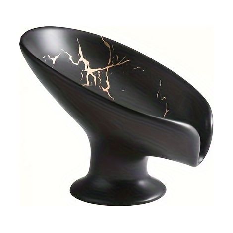 Porte-savon en céramique autonettoyant, imitation marbre, en forme de feuille. Facile à nettoyer, garde le savon au sec. Idéal pour la salle de bain et les fêtes de fin d'année.-AquaForge (1/5)