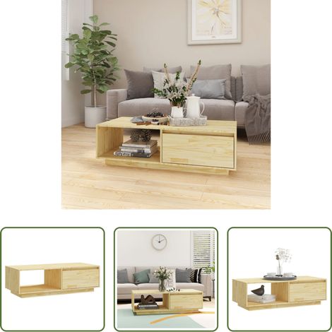 Table d'appoint bois -  Table basse 110x50x33,5 cm bois de pin massif (1/5)