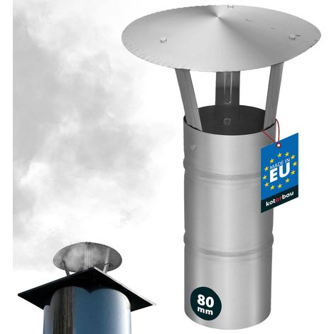 KOTARBAU® Chapeau De Cheminée - Inox - ø 80 mm - Argent - Chapeau Cheminée Anti Pluie - Résistant à la Corrosion - Installation Facile - Design Moderne (1/5)