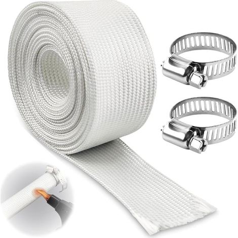 200 cm Tuyau D'échappement Isolé, 25mm Gaine En Fibre De Verre Haute Température, Avec 2 Clips, Tuyau D'échappement De Chauffage De Voiture, Pour Générateur Et Chauffage De Stationnement (1/5)