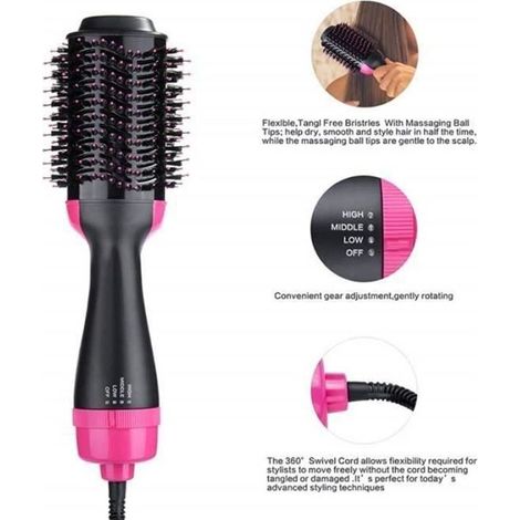 Brosse Lissante Chauffante Ionique, sèche-cheveux en une étape 3 en 1 avec fonction anti-brûlure (1/4)