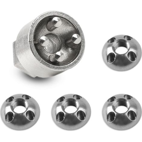 4 Pièces Écrous 1 Serrure M8 4 Trous Antivol Kit d'Écrous en Acier Inoxydable Antivol Écrou de Sécurité Antivol pour Tente de Toit Porte-Vélos Système Solaire (1/5)