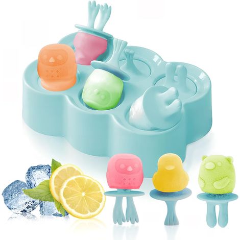 Moule à Glace Bébé 6 en avec Bâtonnets Moules Popsicle Réutilisable Pour DIY Sucettes Crèmes Glacées Sorbet Silicone (1/5)