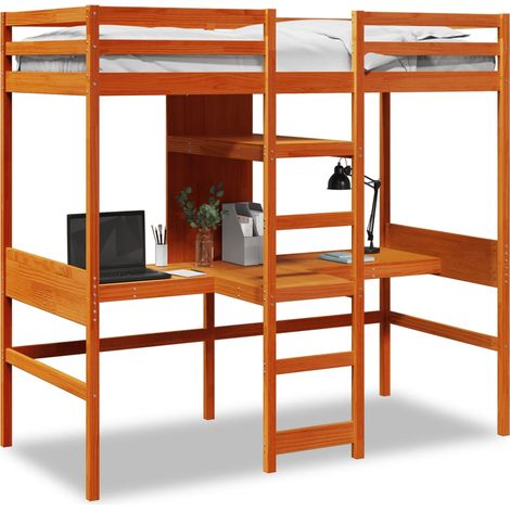 Maison Exclusive - Cama alta sin colchón madera maciza pino marró