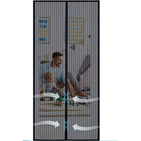 210 x 100 cm Schwarzer magnetischer Insektenschutz-Türvorhang (1/5)