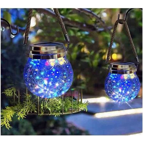 Lanterne Solaire - FOLAYA - 2 Pièces - 30 LED - Multicolore - Étanche pour Jardin (1/4)