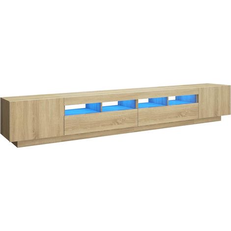 vidaXL Armario TV con luces LED color roble Sonoma 260x35x40 cm (1/2)