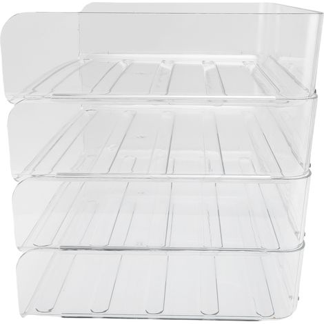 Ensemble 4 corbeilles à courrier empilables en acrylique transparent, organiseur de documents de bureau pour maison, bibliothèques, salles de classe et espaces professionnels (1/5)