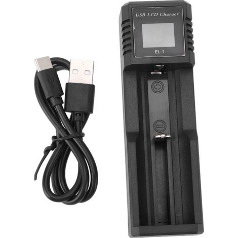 Ortviai Chargeur de Batteries Lithium-ion 3,7 V et Ni-MH/Ni-Cd 1,2 V pour Piles AA/AAA/C – Compact et avec Écran LCD