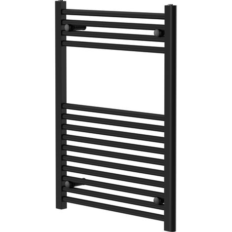 Pizarro Matt Black 800mm x 600mm Straight Heated Towel Rail (1/5)