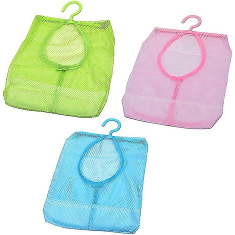 Lot de 3 paniers de rangement pour pinces à linge avec crochet de suspension et filet de rangement (1/5)