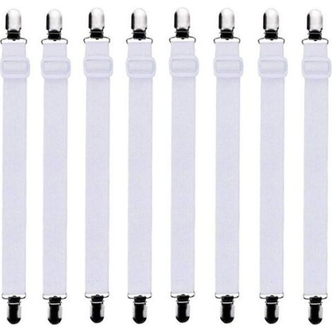 8 pièces Tendeur de drap, réglable 65 cm, clips métalliques, élastique robuste, pour lit hôpital camping-car (1/3)