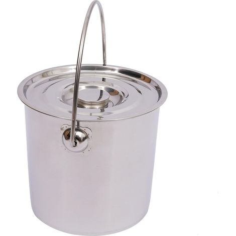 Secchio in acciaio inox, da cucina, per il latte, per lo spumante, con coperchio in acciaio inox, 6 l (1/5)
