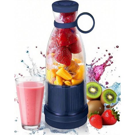 Wiederaufladbarer, tragbarer 350-ml-Mixer, leistungsstarker Becher für individuelle Smoothies, geeignet für Früchte und Milchshakes, ideal für Zuhause, Büro, Schule und Outdoor-Aktivitäten, blau (1/5)