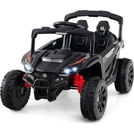 COSTWAY 12V Macchina Elettrcia per Bambini, UTV Auto Elettrica con Telecomando, 3 Velocità, Luci LED, Musica, Clacson e Sospensioni a Molla, 3-5 km/h, Ideale per Bambini 3 Anni+ (Nero) (1/5)