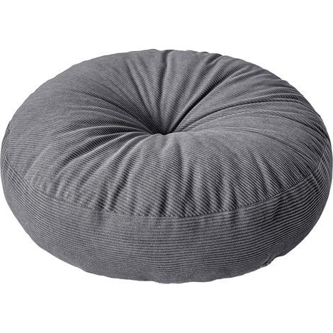 1 Coussin De Sol Rond, Velours Côtelé Confortable, Gris Foncé, Pour Méditation Salon Chambre (1/5)