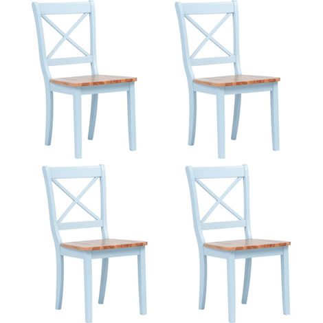 Chaise bois massif blanc et bois clair Aero - Lot de 4 (1/5)