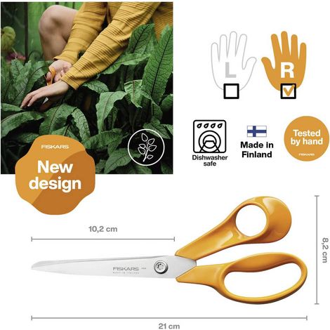 FISKARS Ciseaux universels - 21 cm - acier inoxydable - usage maison, école et bureau