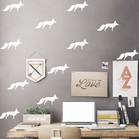 Sticker mural minimaliste en forme de renard, style nordique, en vinyle écologique. (1/5)