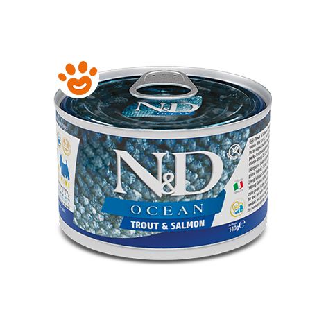 Farmina Dog N&D Ocean Adult Mini Trota e Salmone  - Farmina Dog N&D Ocean Adult Mini Trota e Salmone - Lattina Da 140 Gr