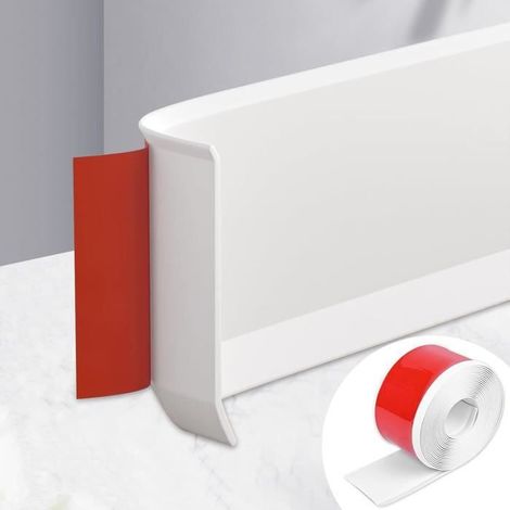 Plinthe souple autocollante PVC 3 m x 10 cm blanc – adhésive, flexible et anti-rayures, protège murs (cuisine/salle de bain/salon) (1/4)