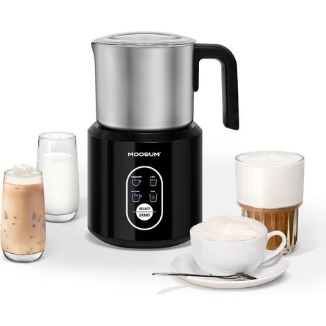 Mousseur à Lait Électrique 500ml, Mousseur à Lait Chaud et Froid Automatique, Chauffe-Lait Automatique, Machine à Chocolat Chaud, Lavable au Lave-Vaisselle,Acier inoxydable (1/5)