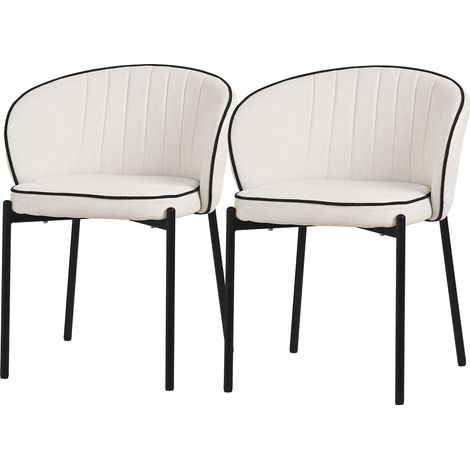 ML-Design Esszimmerstühle 2er Set Beige, Küchenstühle mit Stoffbezug und Stahlbeinen, Wohnzimmerstuhl mit Rückenlehne, Polsterstühle für Esszimmer & Küche, Gepolsterte Stühle Ergonomischer Sessel