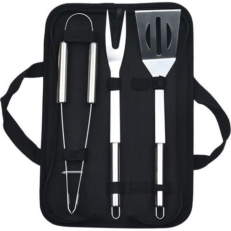 Kit de herramientas para barbacoa de acero inoxidable (3 piezas, 5 piezas, 20 piezas) para picnic, camping, viajes, cocina, barbacoa, 3 piezas (1/5)