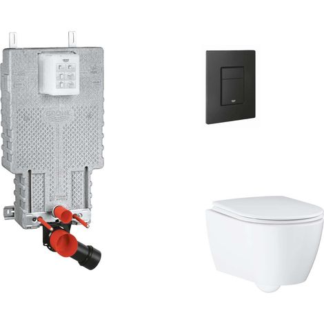 Grohe Uniset - Set bâti-support, cuvette, abattant SoftClose et plaque de déclenchement Even, phantom black SANI15BB5110 (1/2)
