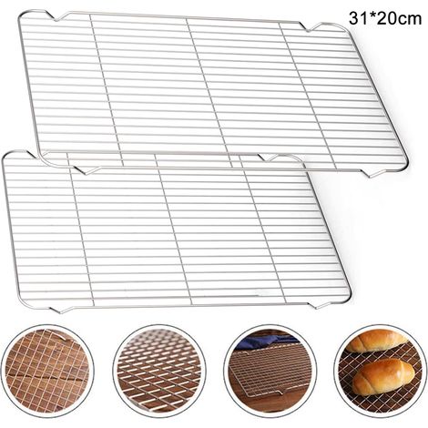 Ensemble de 2 grilles de refroidissement, grilles à gâteaux en acier inoxydable pour rôtir, cuire, griller et refroidir. Saines et durables, antirouille et compatibles lave-vaisselle. (1/5)
