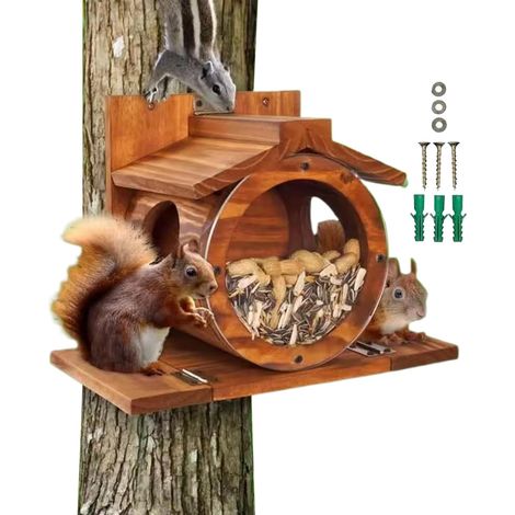 Futterstation Aus Holz Für Den Außenbereich Streifenhörnchen