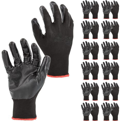 STI Guanti da lavoro Spalmati in Nitrile Nero 10 XL ( Pacco da 12pz )