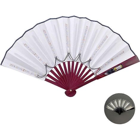 Leuchtender LED-Ventilator mit Ambientebeleuchtung, faltbar, 12 V, 20 cm (8 Zoll), robustes Scharnier, ideal für KTV, Bars und Clubs.-White (1/5)