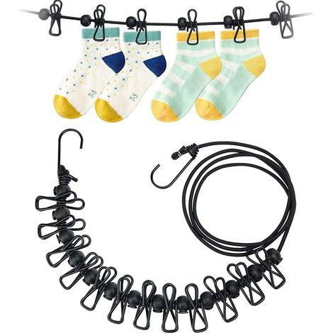 Corde à Linge,Portable élastique Ajustable Rétractable Corde à Linge extérieure de Camping (1/5)