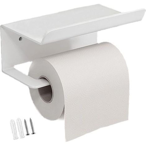 Porte Papier Toilette, Porte-serviettes en acier inoxydable pour téléphone portable,Support Papier Rouleau Derouleur Papier WC, Support Papier Toilettes avec Tablette pour Salle de Bain et Cuisine (1/3)